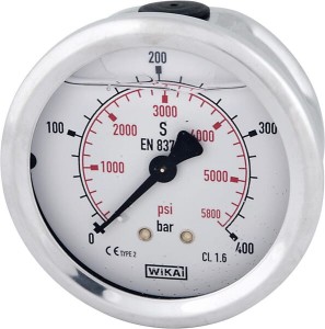 Manometr glicerynowy, ø63 mm, 400 bar, przyłącze tylne 1/4" B711W063400T