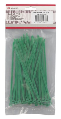 Opaski kablowe 3.6x140 mm zielone, Poliamid, max. Ø 33 mm op. 50 szt. Kramp TRBL36140GREE - Intertraktor