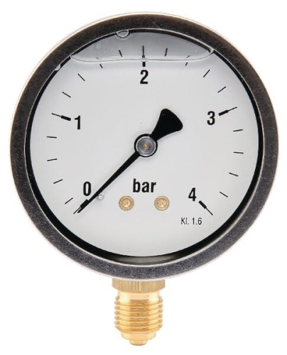Manometr glicerynowy, Ø 63 mm 0-4 bar, przyłącze dolne 1/4" MA634L04SSGF - Intertraktor