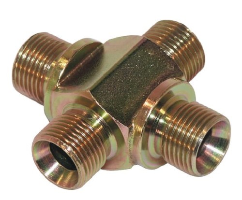 Złącze czwórnikowe 1/2" gwint zewnętrzny BSP stożek wewnętrzny 60° CROSS08BM - Intertraktor