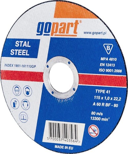 Tarcza do cięcia stali gopart, płaska 115 x 1 x 22 1861161110GP - Intertraktor