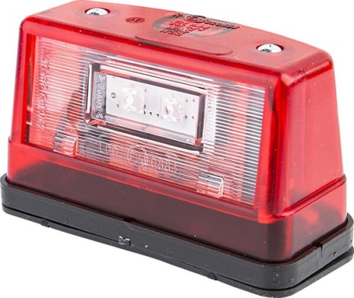 Lampa oświetlenia tablicy rejestracyjnej LED, prostokątna, czerwona 12/24V przykręcana Waś 1400300452 - Intertraktor