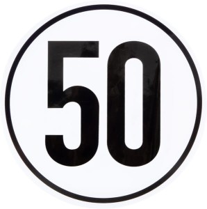 Naklejka z ograniczeniem prędkości pojazdu: 50 km/h Ø 200 mm BF50