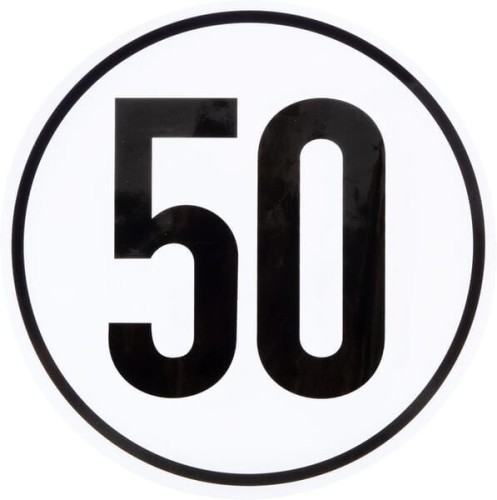 Naklejka z ograniczeniem prędkości pojazdu: 50 km/h Ø 200 mm BF50 - Intertraktor