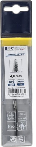Wiertło 4.0 mm HSS-DIN338-G TURBO STEP 12020700400 - Intertraktor