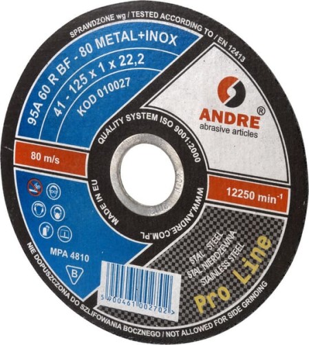 Tarcza do cięcia stali Andre, płaska 125 x 1 x 22 1861162310 - Intertraktor