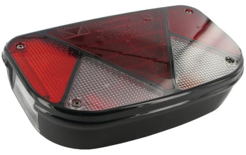 Lampa zespolona tylna, lewa prostokątna 12V czerwona/przezroczysta przykręcana 240x52 mm Bayonet 5-pin, Multipoint II Aspöck 247000007 - Intertraktor