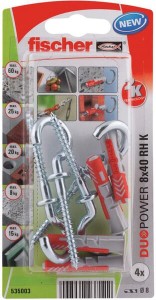 Kołek rozporowy Duopower 10x50 mm wkręt oczkowy otwarty RH K 2 szt. 535004