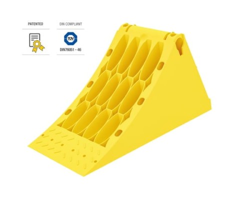Klin hamujący do kół Crowny® 46, żółty, z homologacją, termoplastyczny  600100200 - Intertraktor