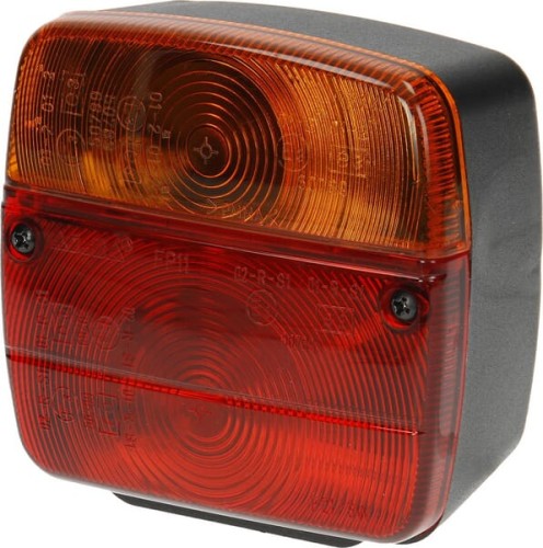 Lampa tylna kwadratowa, prawa, 12/24V, czerwona/pomarańczowa, przykręcana, 105x100x52 mm LA11003 - Intertraktor