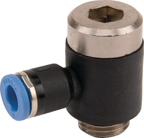 Złącze wtykowe kątowe, 6 mm gwint zew. 1/4" Kramp BCS614PB - Intertraktor