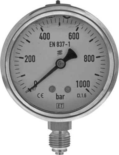 Manometr ø63 mm 0-1000 bar przyłącze tylne 1/4" MA6301000L04SSGF - Intertraktor