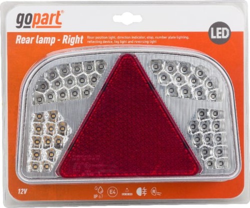 Lampa tylna przyczepy LED, prostokątna, 12V, prawa, 244x149x48 mm, Bayonet 7-pin, gopart LA91260R - Intertraktor