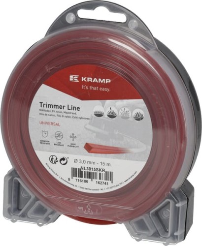 Żyłka tnąca Ø 3 mm 15 m kwadratowa czerwona Kramp NL3015SKR - Intertraktor