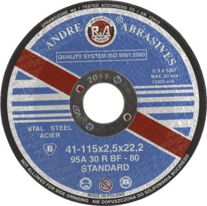Tarcza do cięcia stali Andre, płaska 115 x 2,5 x 22 1861161120