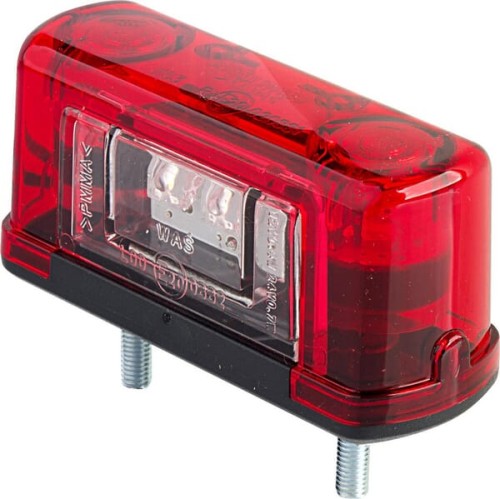Lampa oświetlenia tablicy rejestracyjnej LED, prostokątna, czerwona 12/24V przykręcana Waś 1400300451 - Intertraktor