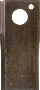Nożyk kosiarki rotacyjnej prawy 107x48x4 mm otwór Ø 18.50 mm okrągły pasuje do Kuhn Z1199260