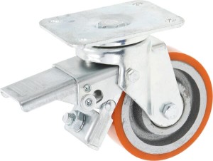 Koło skrętne PU Ø 100x30 mm z hamulcem, podstawa montażowa: 105x85 mm nośność 200 kg Ro-Carr WH700P100