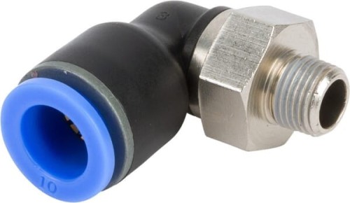 Złącze wtykowe kątowe, obrotowe, gwint zew. 1/8" 10 mm Kramp ECF1018P - Intertraktor