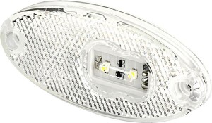 Lampa obrysowa LED, owalna, 12/24V biała, przykręcana Waś 1400300309P