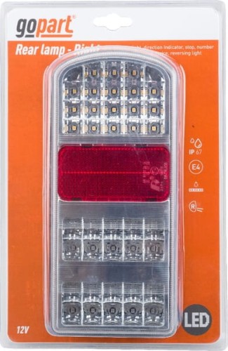 Lampa tylna przyczepy LED, prostokątna, 12V, prawa, 235 x 105 x 53 mm, Bayonet 5-pin, gopart LA91261R - Intertraktor
