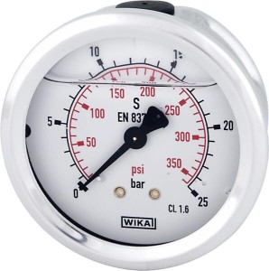 Manometr glicerynowy, ø63 mm, 25 bar, przyłącze tylne 1/4" B711W063025T