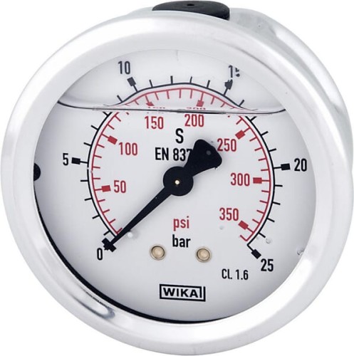 Manometr glicerynowy, ø63 mm, 25 bar, przyłącze tylne 1/4" B711W063025T - Intertraktor