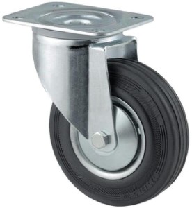 Koła skrętne z czarnymi oponami gumowymi 3470DVJ100P62