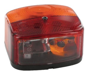 Lampa zespolona tylna, prawa kwadratowa 12V pomarańczowa/czerwona przykręcana z wtyczką płaską Geka BBSK95R