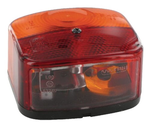 Lampa zespolona tylna, prawa kwadratowa 12V pomarańczowa/czerwona przykręcana z wtyczką płaską Geka BBSK95R - Intertraktor