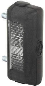 Lampa oświetlenia tablicy rejestracyjnej 5W prostokątna 12/24V biała przykręcana 80x31mm płaskie przyłącze Hella 2KA001389101