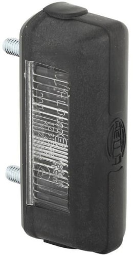 Lampa oświetlenia tablicy rejestracyjnej 5W prostokątna 12/24V biała przykręcana 80x31mm płaskie przyłącze Hella 2KA001389101 - Intertraktor