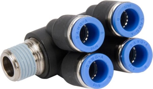 Rozdzielacz wtykowy wielosegmentowy, obrotowy 8-8-8-8 mm gwint zew. 1/4" MD4M814P - Intertraktor