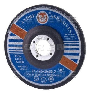 Tarcza do szlifowania stali Andre, wypukła 125 x 6 x 22 1861162260