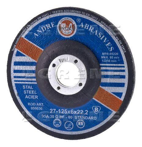 Tarcza do szlifowania stali Andre, wypukła 125 x 6 x 22 1861162260 - Intertraktor