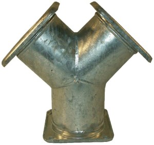 Trójnik Y z 3 kołnierzami czworokątnymi ocynk, 6"-6"-6" 6370000Z