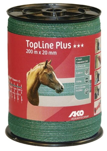 Taśma ogrodzeniowa Top Line Plus, 200 m, 20 mm zielona AKO 449108 - Intertraktor