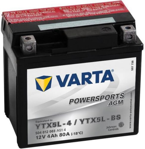 Battery 12V 4Ah 80A AGM Powersports VARTA 504012008I314PS - Intertraktor