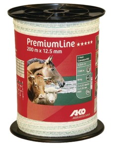 Taśma ogrodzeniowa Premium Line, 12.5 mm 200 m AKO 441533