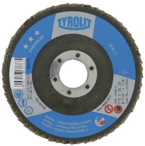 Tarcza szlifierska wachlarzowa, 115x22 mm K80 Premium Stal/Inox 2in1 Tyrolit K192204