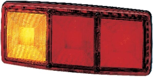 Lampa tylna zespolona, lewa prostokątna 12V czerwona/pomarańczowa przykręcana Hella 2SD003167011 - Intertraktor