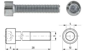 Śruba imbusowa DIN912 M6x28 mm kl.8.8 ocynk Kramp 030506028
