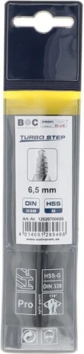 Wiertło 6.5 mm HSS-DIN338-G TURBO STEP 12020700650 - Intertraktor