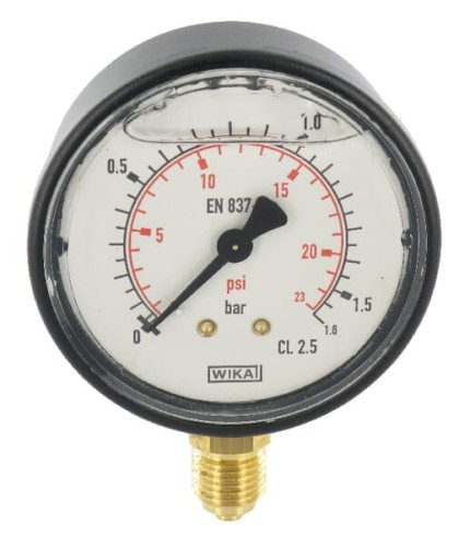 Manometr glicerynowy, Ø 63 mm 0-1.6 bar, przyłącze dolne 1/4" MA63016L04PLGF - Intertraktor