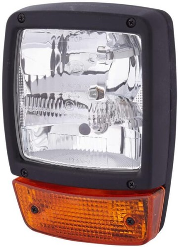 Reflektor halogenowy, kwadratowy 12V przezroczysty/pomarańczowy przykręcany z wtyczką AMP 6-pinową Hella 1SA996120471 - Intertraktor