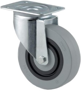 Koła skrętne z powierzchnią z szarego poliamidu z gumowym rdzeniem 3470HUR125P62