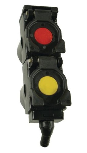 Pokrywa z ociekaczem oleju, podwójna, żółta/czerwona, rozstaw 72 mm 45° TARV27245RG - Intertraktor