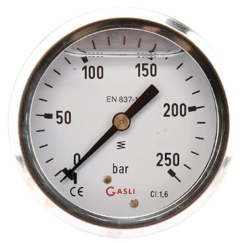 Manometr ø63 mm 0–250 bar przyłącze tylne 1/4" MA63250B04SSGF - Intertraktor