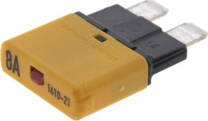 Bezpiecznik termiczny, manualny reset 28V 8A L=34.4 mm pomarańczowy E.T.A SI25008