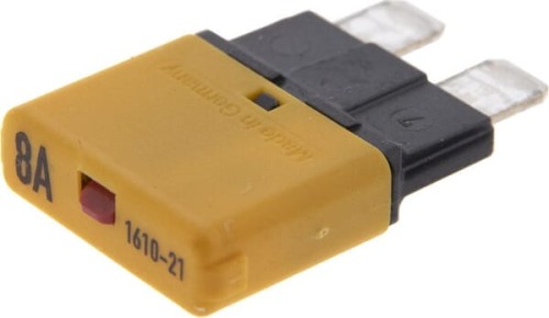 Bezpiecznik termiczny, manualny reset 28V 8A L=34.4 mm pomarańczowy E.T.A SI25008 - Intertraktor